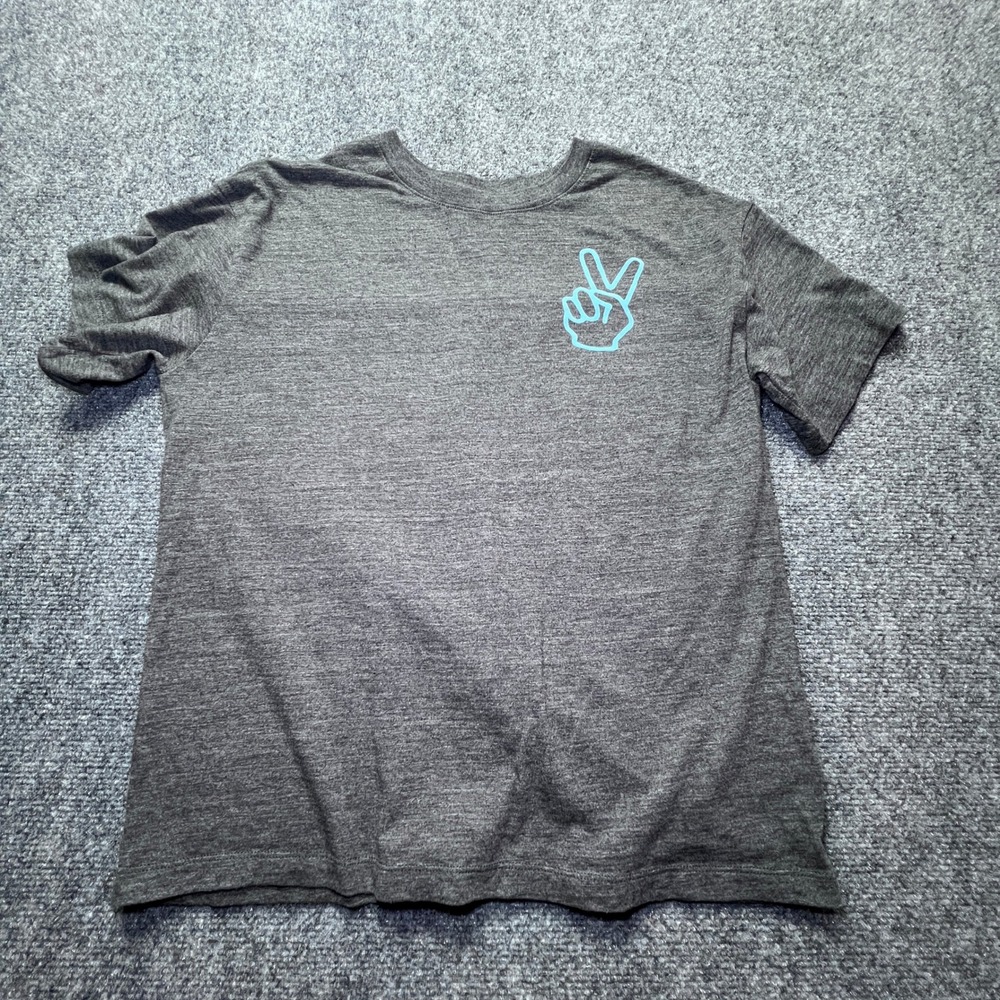 The North Face Mens Peace Sign Graphic Tee Grey Blue Never Stop Exploring M